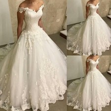 Elegant Wedding Dresses Off The Shoulder Lace Applique A Line Bridal Gowns