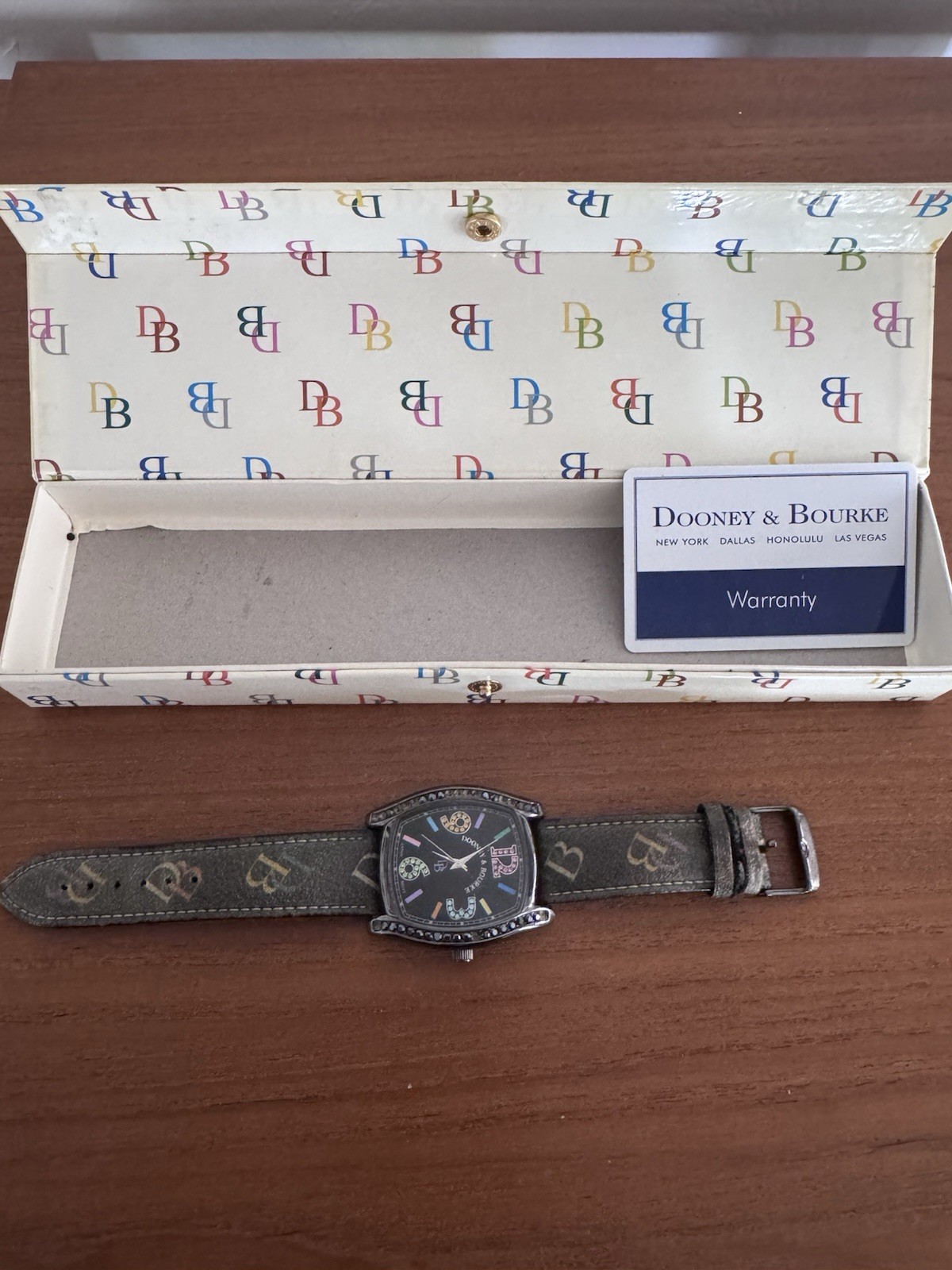 Vintage Dooney & Burke Black Leather Women’s Watch W/ Box And. Warranty Card