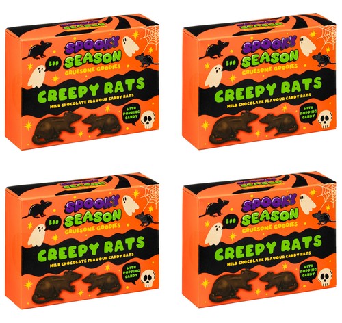 4 x 52g Spooky Season Halloween Milk Chocolate With Popping Candy - Creepy Rats - Picture 4 of 7
