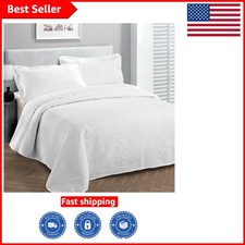 Machine Washable Luxury White Bedspread Coverlet - Full/Queen Size with Shams