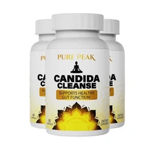 3-Pack Pure Peak Candida Cleanse - Boost Gut & Colon Health - 180 Capsules