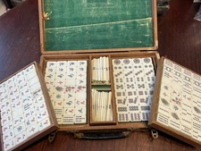 Vintage Japanese Mahjong Set Bamboo Tiles w Sticks Old Japan Antique Majong