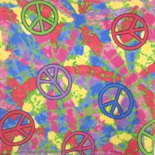 OOP Flannel Cotton Peace Quilting Apparel Sewing Novelty Hippie Retro 5.39yds