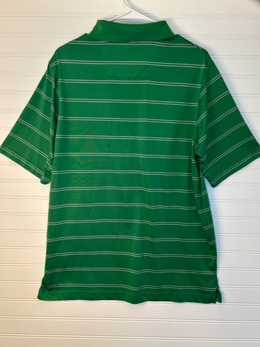 Boston Celtics Antigua Men's L S/S Polo Shirt Green White Striped - Picture 4 of 8