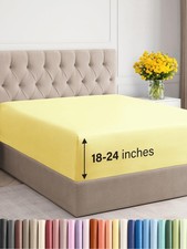 Full Extra Deep Pocket Fitted Sheet Only Fits 18-24 inch Mattress Yellow