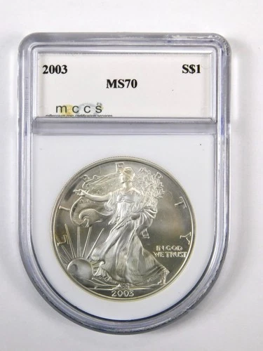 2003 American Silver Eagle $1 Coin MCCS Graded MS70 1 oz