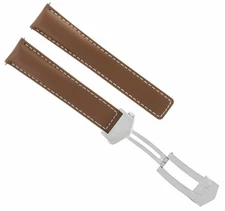 20MM LEATHER SMOOTH STRAP BAND FOR TAG HEUER CARRERA CALIBRE 16 +  CLASP TAN WS