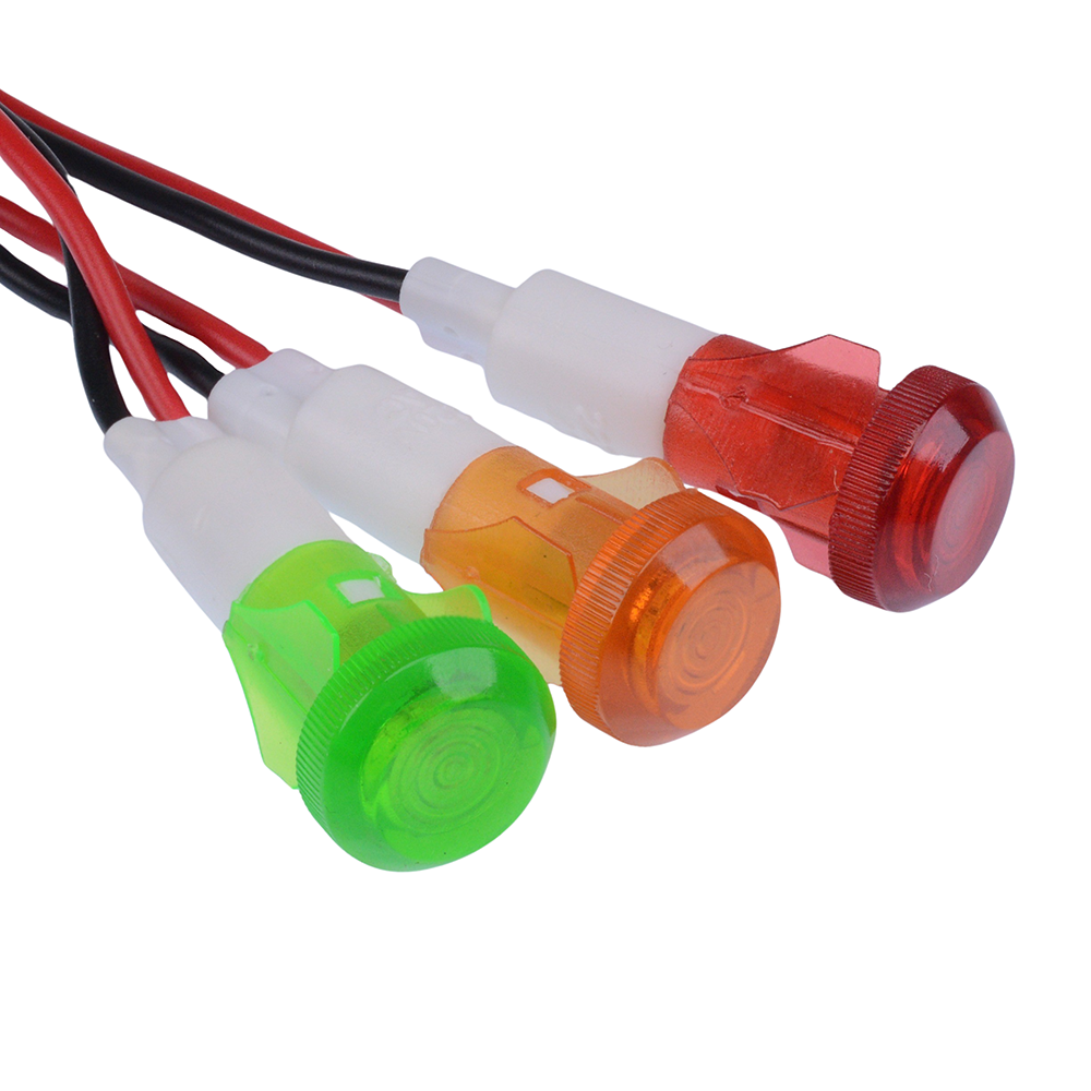 3 Pack Red Green Yellow Prewired 10mm Snap-Fit Panel Indicator 220V