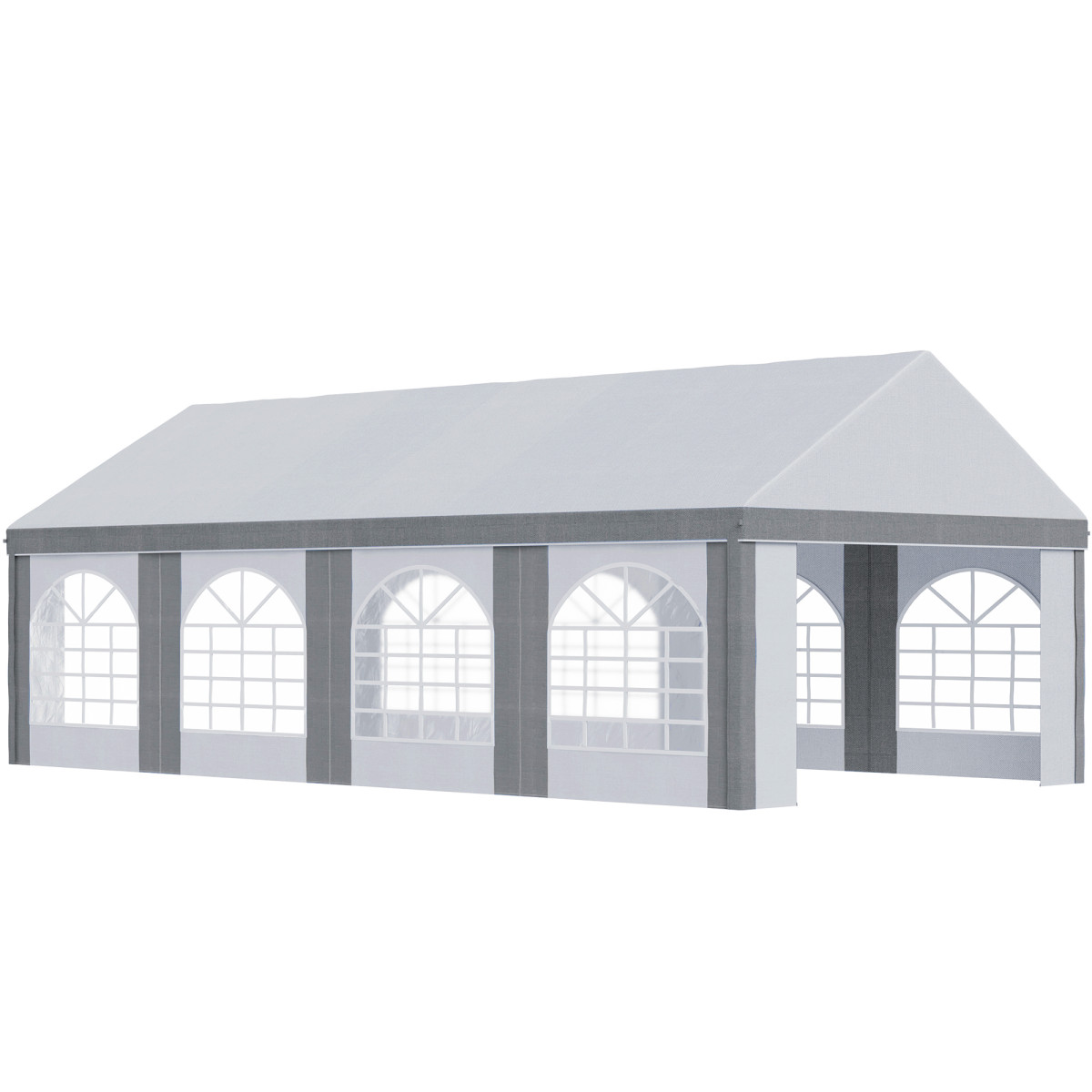 Outsunny Galvanised Party Tent, Marquee Gazebo - White And Grey / 8X4m - Image 3