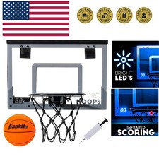 Over The Door Indoor LED Basketball Hoops-Steel Rim Mini Basket-Includes Ball...