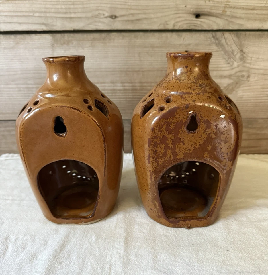 Apliques de vela de pared Two At Home America de cerámica marrón Starburst Foto 3 de 4