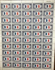 Full Sheet of 5 Cent 1943 France  Overrun Countries Issue SC# 915 MNH