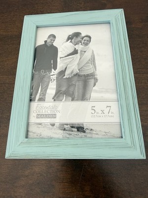 Malden Essentials 5x7 Aqua Blue Wooden Picture Frame Tabletop or Wall 