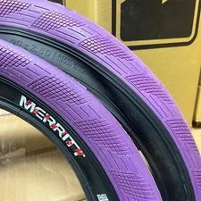 PAIR OF MERRITT BMX PHANTOM BICYCLE TIRES PURPLE 20x2.50" BRANDON BEGIN