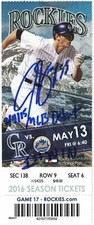 Jon Gray Autographed Colorado Rockies Ticket Stub MLB Debut & 1st Win JSA 16869