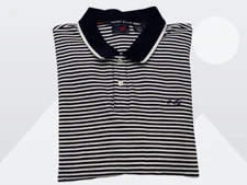 Perry Ellis America Men's Black White Striped Cotton Polo Shirt Size XL