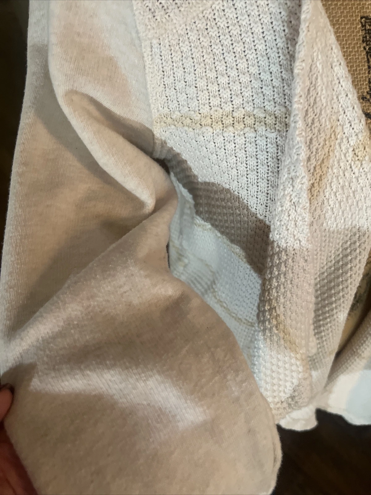 OFF WHITE "Felpa con cappuccio bianca avorio beige a righe maniche aperte L 42"" 26"""