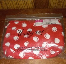 Thirty-One Red Mini Zipper Pouch 229A Swirl Dot NEW 