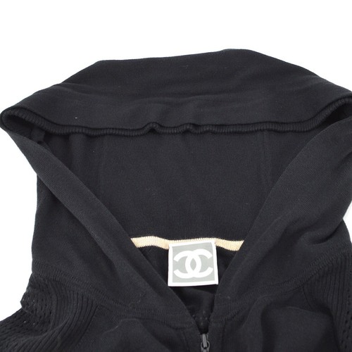 Chanel Sport Line Hoodie Zip-up Top Black 08C #38 161112 - Picture 4 of 9