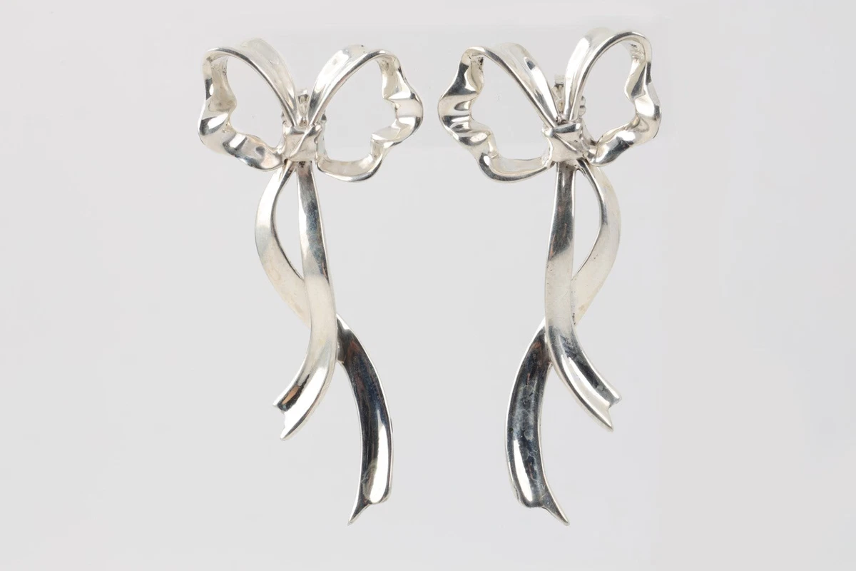 Tiffany Co. 925 Silver Vintage Bow Earrings 13.21g