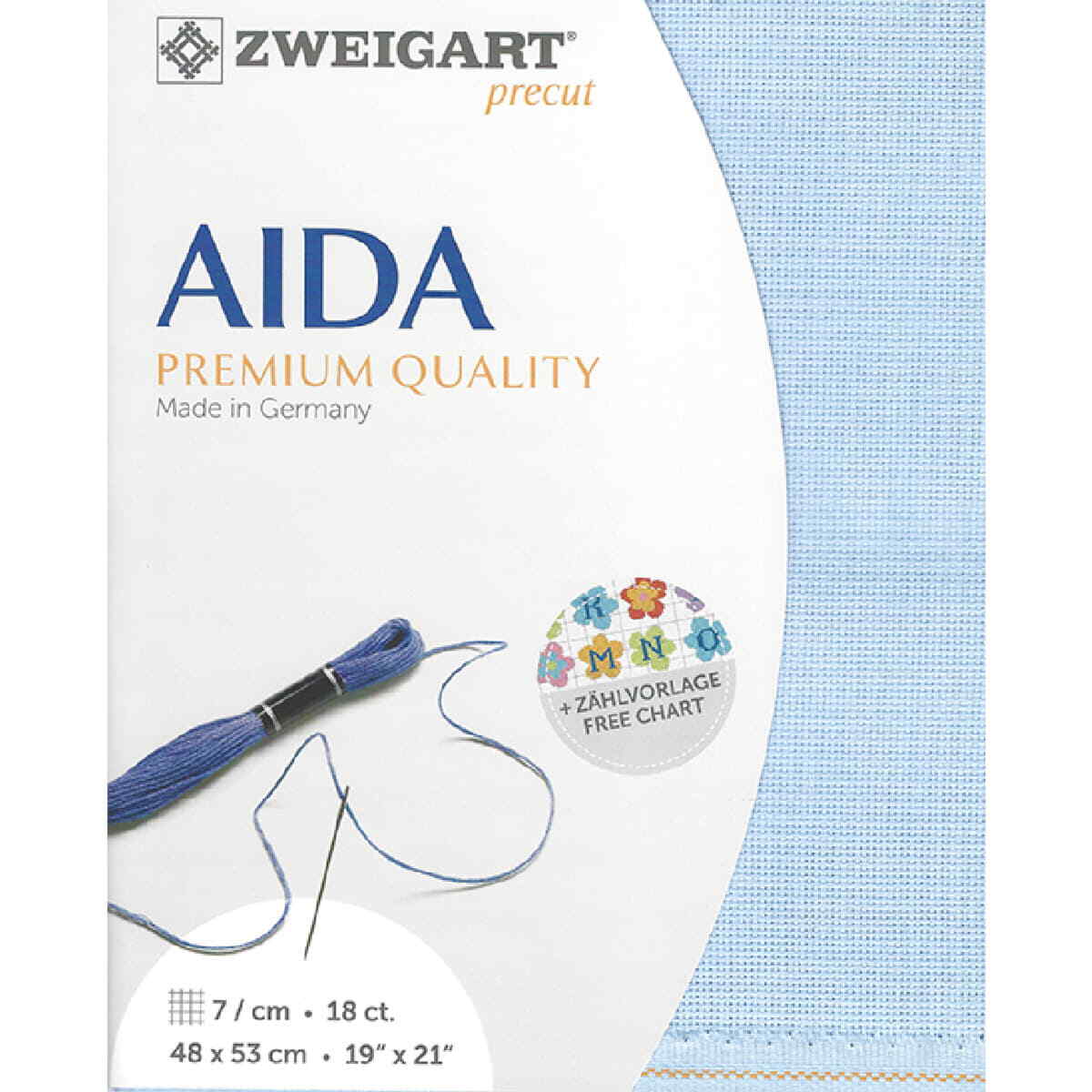 AIDA Zweigart Precute 18 ct. Fein-Aida 3793 color 503 sky blue, fabric for cross