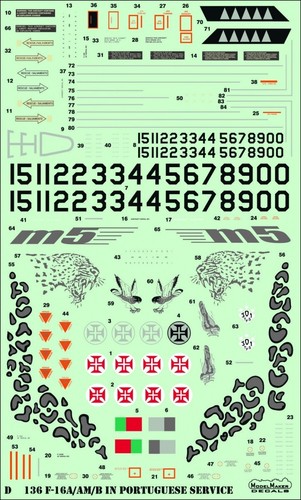 MODELMAKER 1/48 F-16A /AM /B /BM in Portuguese service generic set Decals - 第 2/2 張圖片