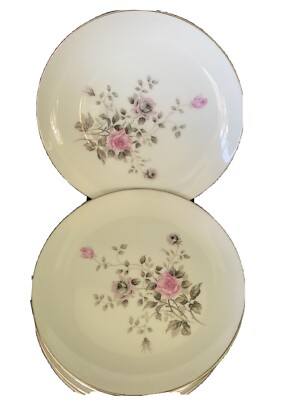 Vintage CHIKUSA CHINA Decorated 6Pc 6  Saucer Dishes with Silver Trim Japan