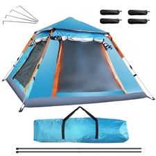 Waterproof 4-5 Person Tent Hiking Camping Sun Shelter w/ 2 Mosquito Nets Windows