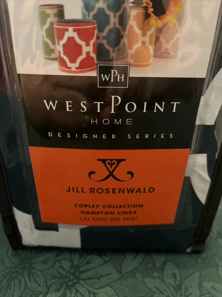 NUEVA FALDA CAMA JILL ROSENWALD COLECCIÓN COPLEY AZUL MARINO HAMPTON LINKS CAL KING Foto 3 de 4