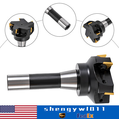 90 Degree Indexable End Mill 3'' Cutting Depth R8 Shank End Mill 5 Flutes+Key US