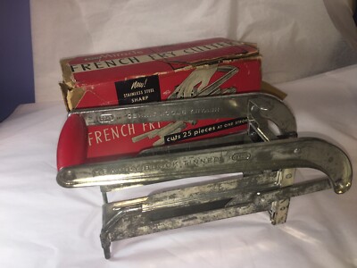 VTG Ekco Miracle French Fry Cutter Red Handle, Box Tomado Holland Kitchen Tool
