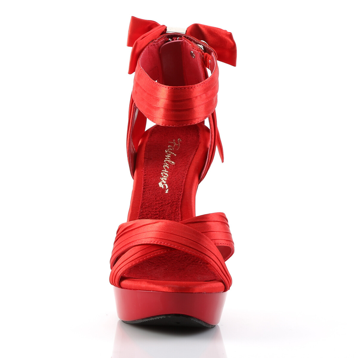 新品Meravel Bow Mesh Strap　（red）ミーラベル PLEASER CTAIL568/RSA/M Sexy Shoes Red Satin Platform Bow