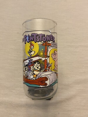 1991 The Flintstones Hardee's First 30 Years ''Going to Drive-In 1964'' Glass