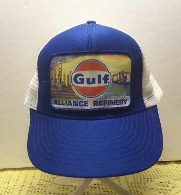 vintage an・an no.25 Vintage Gulf Oil Alliance Refinery Adjustable Mesh Back Trucker's
