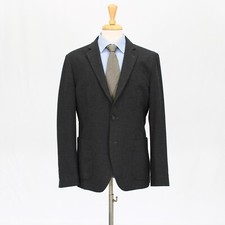 Calvin Klein 42R Gray Sport Coat Blazer Jacket Solid 2B Polyester