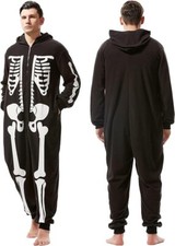 Skeleton Halloween Costume - Unisex jumpsuit Plush Pajamas XL