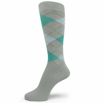 Chaussettes De Mariage Pour Garçons D'honneur - Gris à Motifs Argyle - Taille 10-13 - Coton