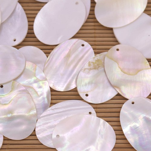 5 PIEZAS Dijes Cuentas Madreperla Blanco Natural Concha Ovalada Colgante 25mmX35mm - Imagen 6 de 6