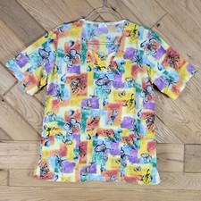 White Swan Butterfly Printed Medical Nurse Scrub Top Size S