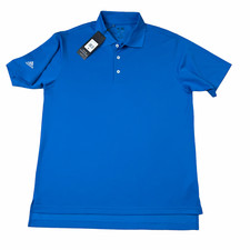 ADIDAS Mens M Climalite Shock Blue Performance Polo Athletic Golf Shirt MRSP 60