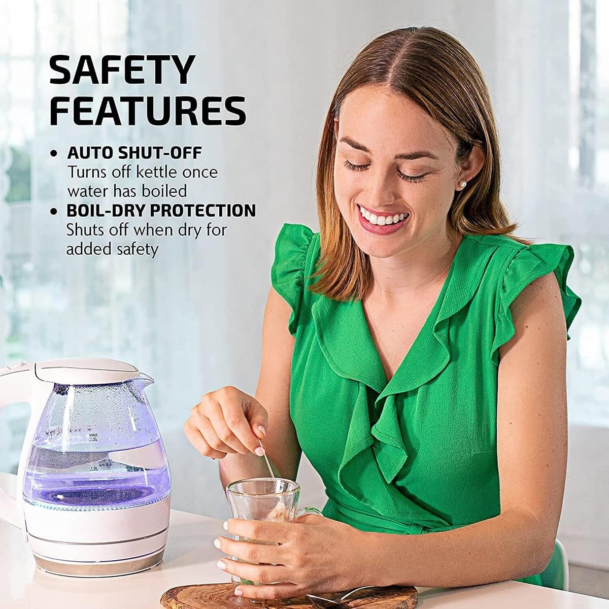 Hamilton Beach Tetera Eléctrica Tetera De Vidrio Para Hervir Agua