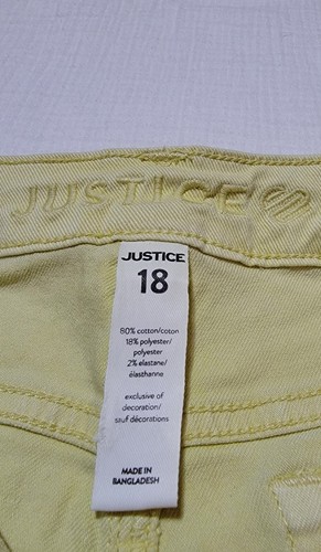 Justice Light Yellow Distressed Mini Mom Short Jean Shorts Size 18 - Picture 6 of 10
