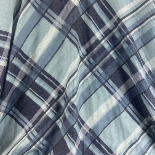 44 North Herren blau kariert Kurzarm 1/4 Knopf kragenlos bequem Hemd Gr. 1X - Bild 17 von 21