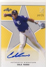 COLE RUSSO 2020 Leaf Perfect Game PG Yellow AUTO /25 UCF