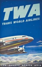 TWA Airlines 1951 Travel Poster Print  Reproduction Giclee Print 11x17