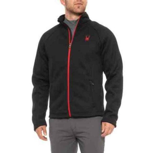 Full- Zip Waffle Knit Jacket Black 