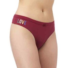 No Boundaries Women's Cotton Thong Panties Size 3XL Burgundy LOVE NEW