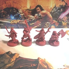 Heroquest 2021 Barbarian Wizard Elf Dwarf Miniatures & 4 Hero Cards D&D Fantasy