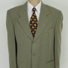 42 L 43 Bachrach Beige Gray Pure Wool 2 Btn Mens Jacket Sport Coat Blazer Mint