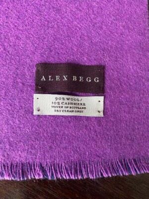 Alex Begg Co Cashmere Mix Scarf Great Xmas Gift Blue Heather
